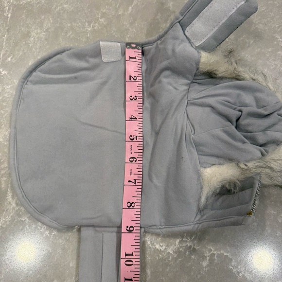 Gray Quilted Dog Winter Coat with Faux Fur Hood Size XS - Picture 9 of 11